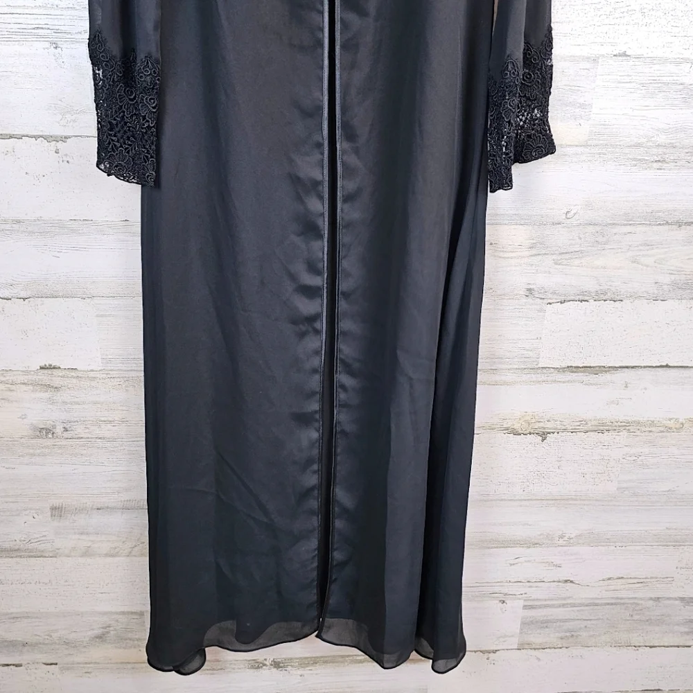 Vintage Victoria's Secret Semi-Sheer Full Length Robe M L Black Dark Romantic